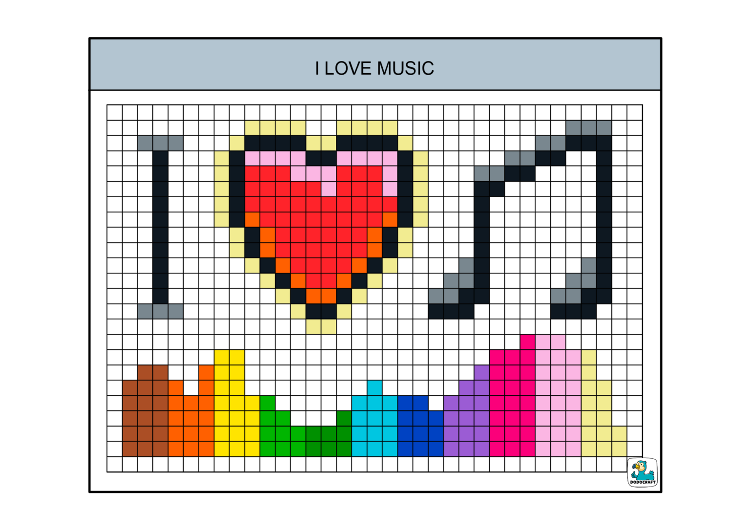 Pyxel Music Pattern I Love Music Pixel Art Dodocraft - Dodocraft