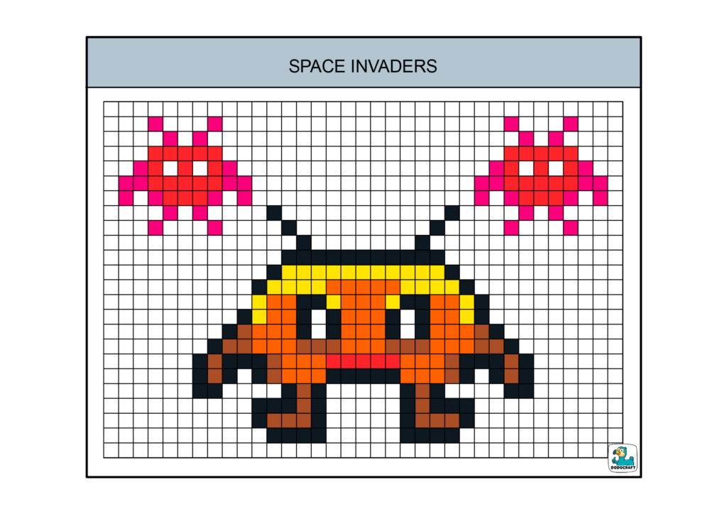 Space invaders pixel art dodocraft