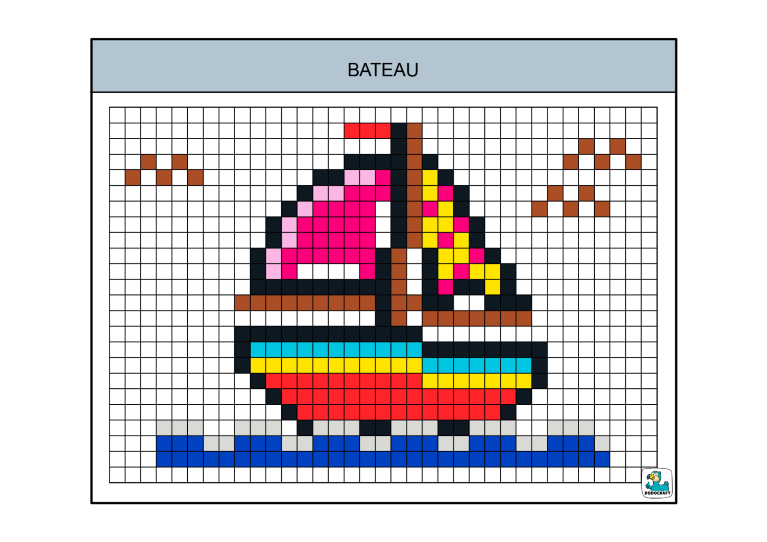 Pixel Art Bateau Dodocraft - Dodocraft