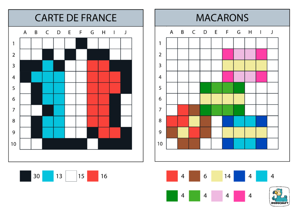 France en pixel Art - carte et macarons