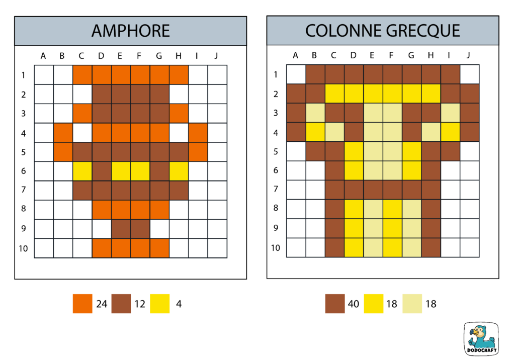 Grèce en Pixel Art - amphore et colonne