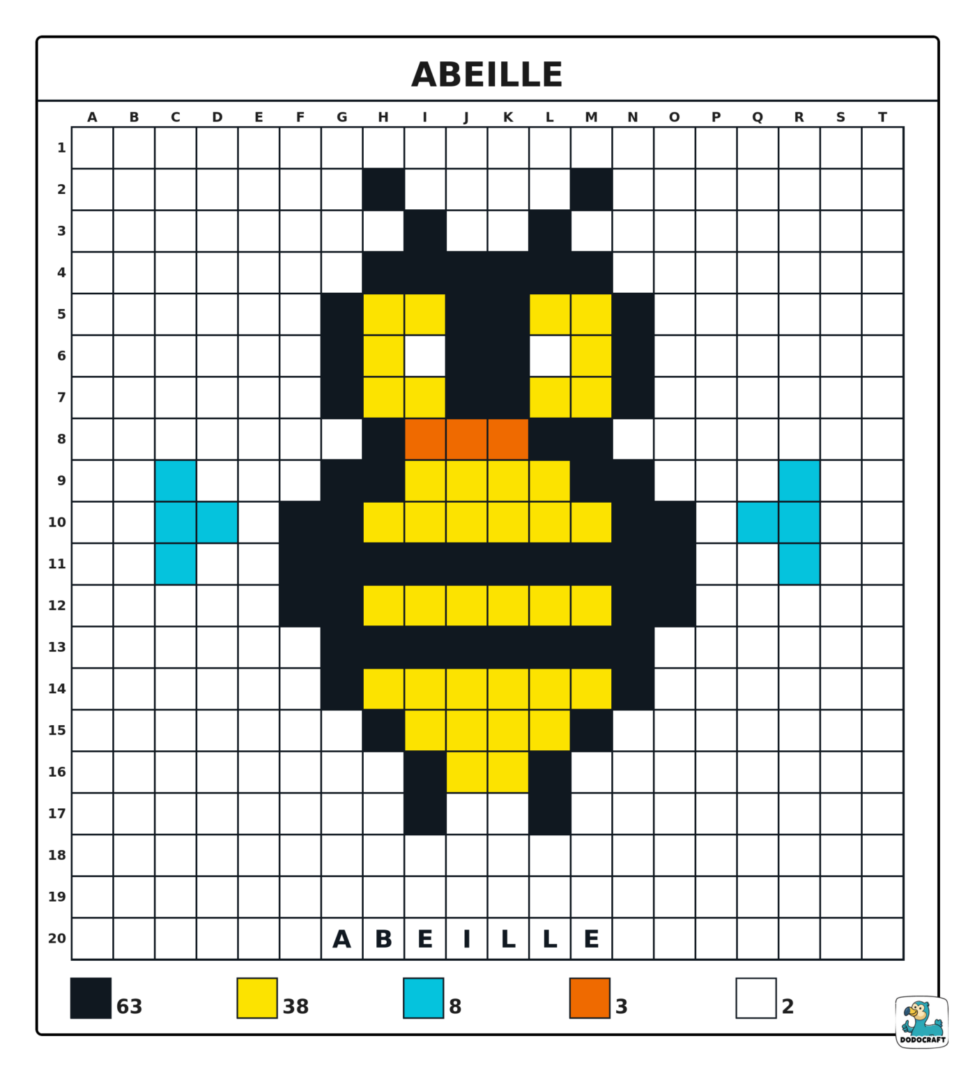 Mod le Pixel Art Abeille 20x20 Dodocraft