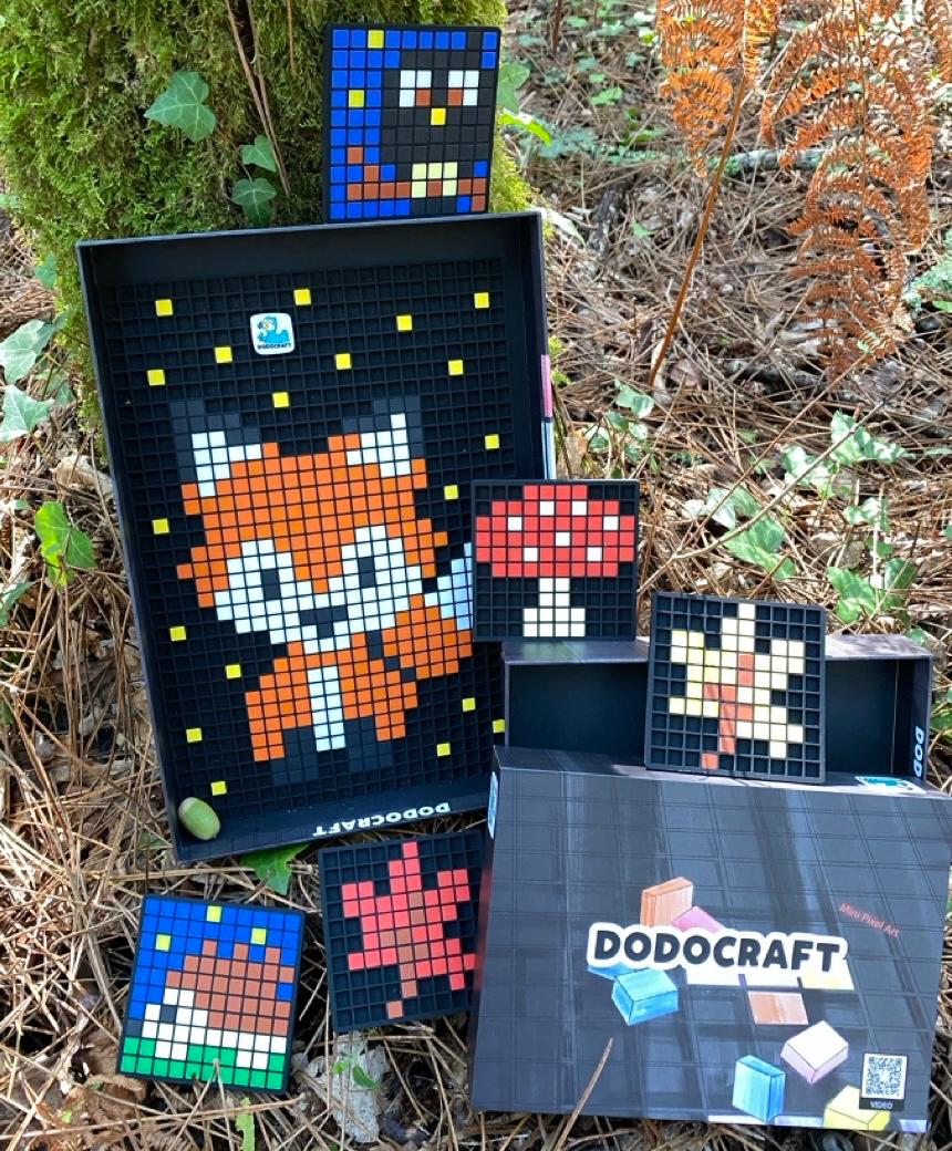 Modèles de pixel art d automne Dodocraft : renard, champignon, feuille d érable